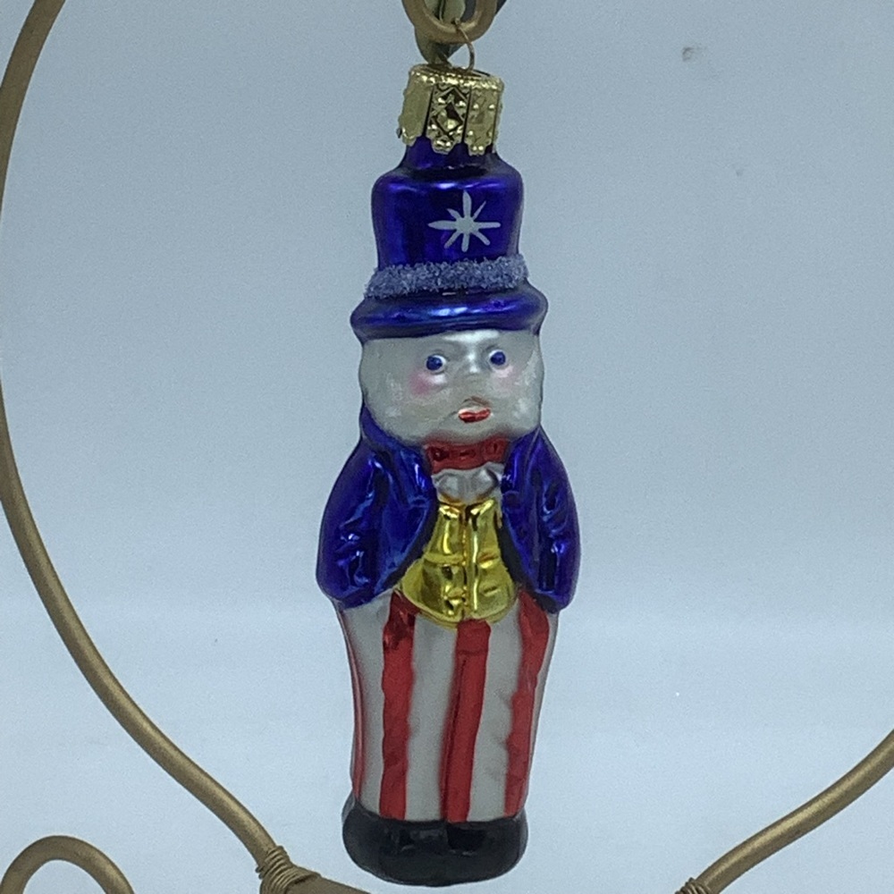 Christborn Mouth Blown and Hand Painted Uncle Sam Christmas Ornament